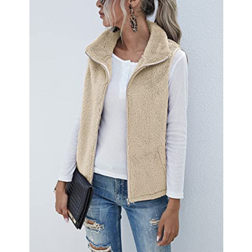 LOMON Women's Sherpa Fleece Vest for Cozy Fall Style