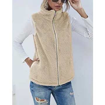 LOMON Women's Sherpa Fleece Vest for Cozy Fall Style