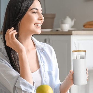 Tronco 24oz Glass Tumbler with Bamboo Lid Silicone Sleeve