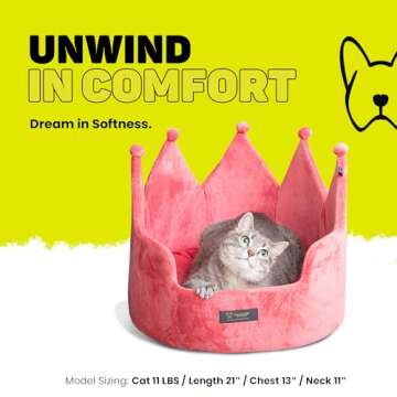 NANDOG Crown Pet Bed in Royal Pink - Ultra Soft Micro Plush Fabric - Cozy Design for Ultimate Comfort - Ideal for Cats & Small/Medium Dogs