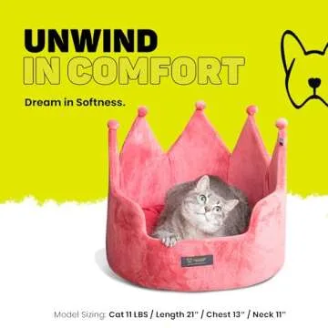NANDOG Crown Pet Bed in Royal Pink - Ultra Soft Micro Plush Fabric - Cozy Design for Ultimate Comfort - Ideal for Cats & Small/Medium Dogs