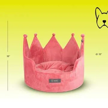 NANDOG Crown Pet Bed in Royal Pink - Ultra Soft Micro Plush Fabric - Cozy Design for Ultimate Comfort - Ideal for Cats & Small/Medium Dogs