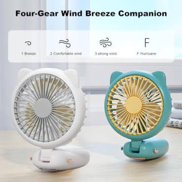 Handheld Mini USB Fan with Cute Cat Ears and LED Display