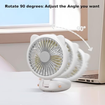 Handheld Mini USB Fan with Cute Cat Ears and LED Display