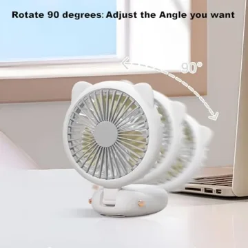 Handheld Mini USB Fan with Cute Cat Ears and LED Display