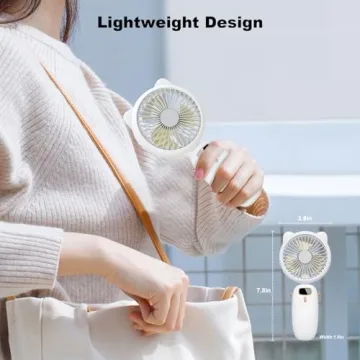 Handheld Mini USB Fan with Cute Cat Ears and LED Display