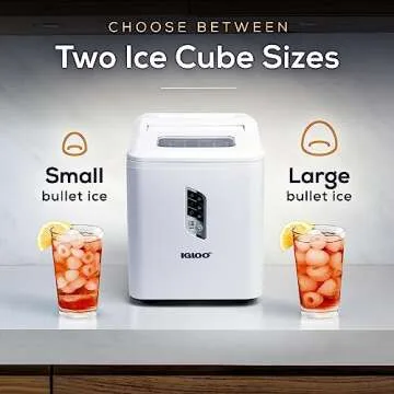 Igloo ICEB26WH Automatic Portable Electric Countertop Ice Maker Machine, 26 Pounds in 24 Hours, 9 Cubes Ready in 7 minutes, With Scoop and Basket, Perfect for Water Bottles, Mixed Drinks, Parties, WHT