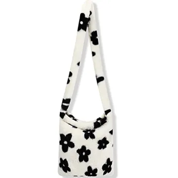 Weewooday Fluffy Shoulder Bag - Y2K Plush Tote for Women
