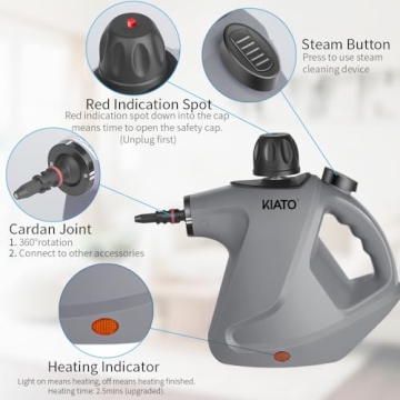 Kiato Handheld Steam Cleaner - 10 in 1 Powerful Cleaning Solution