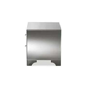 Baxton Studio Farrah Hollywood 2-Drawer Nightstand MDF/Silver Mirrored/Glam