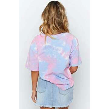 Eliacher Tie Dye Shirt Women Cotton Oversized Shirts Tees Mini Dress