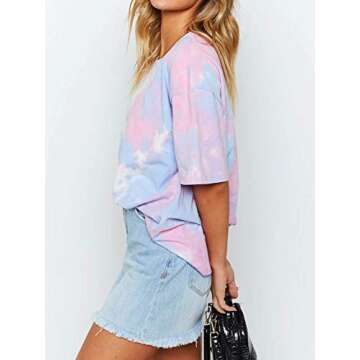 Eliacher Tie Dye Shirt Women Cotton Oversized Shirts Tees Mini Dress