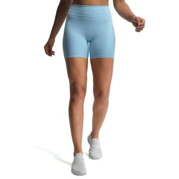 Aoxjox Luna Workout Biker Shorts for Women Tummy Control High Waisted Exercise Athletic Gym Running Yoga Short 6" (Airy Blue, XX-Small)