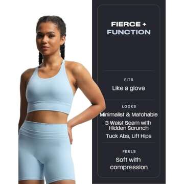 Aoxjox Luna Workout Biker Shorts for Women Tummy Control High Waisted Exercise Athletic Gym Running Yoga Short 6" (Airy Blue, XX-Small)