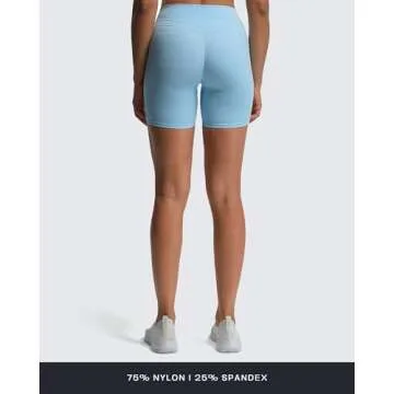 Aoxjox Luna Workout Biker Shorts for Women Tummy Control High Waisted Exercise Athletic Gym Running Yoga Short 6" (Airy Blue, XX-Small)