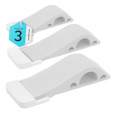 Wundermax Door Stoppers - Pack of 3 Rubber Door Wedge for Carpet, Hardwood, Concrete and Tile - Home...