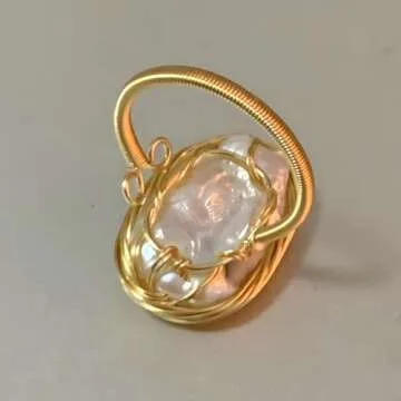 Handcrafted Baroque Pearl Ring with Adjustable Opening
