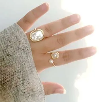 Handcrafted Baroque Pearl Ring with Adjustable Opening