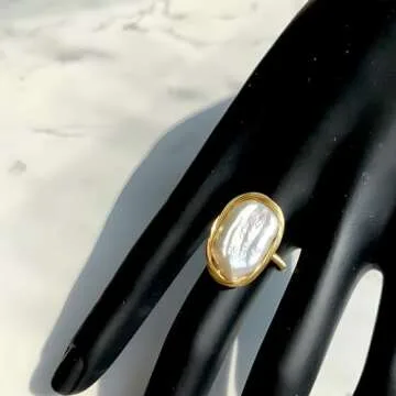 Handcrafted Baroque Pearl Ring with Adjustable Opening