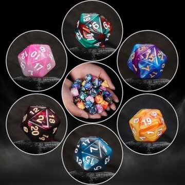 QMay DND Dice Sets - 6 X 7 Polyhedral Dice (42pcs) with 6 Drawstring Bags for Dungeons and Dragons, ...