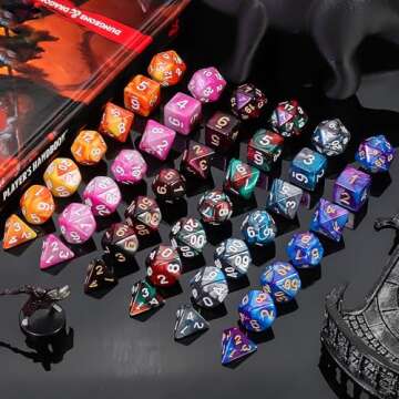 QMay DND Dice Sets with 6 Drawstring Bags - 42pcs