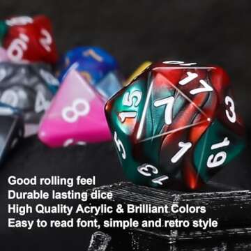 QMay DND Dice Sets with 6 Drawstring Bags - 42pcs