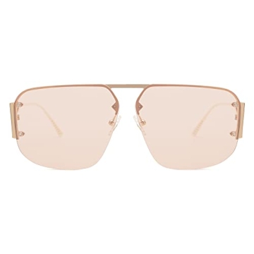 SOJOS Trendy Aviator Sunglasses Mens Womens Retro Metal Rimless Frame Shades Lentes De Sol Para Mujer SJ1192 Brown