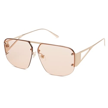 SOJOS Trendy Aviator Sunglasses Mens Womens Retro Metal Rimless Frame Shades Lentes De Sol Para Mujer SJ1192 Brown