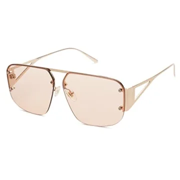 SOJOS Trendy Aviator Sunglasses Mens Womens Retro Metal Rimless Frame Shades Lentes De Sol Para Mujer SJ1192 Brown