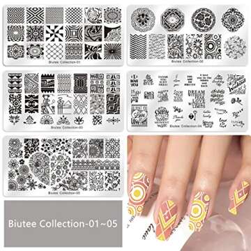 Biutee 19pcs Nail Stamp Plates Set for Stunning Nail Art