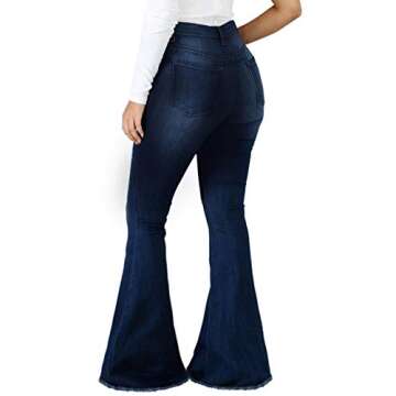 CuteCherry Bell Bottom Jeans for Women Ripped Skinny Flared Pants