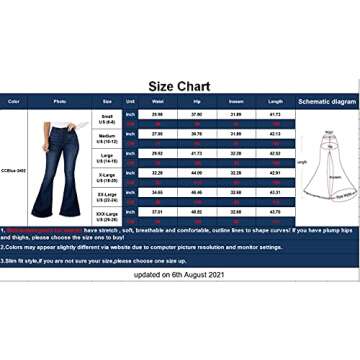 CuteCherry Bell Bottom Jeans for Women Ripped Skinny Flared Pants