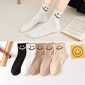 GZLXS 6 Pairs Lovely Smile Face Cotton Socks for Women