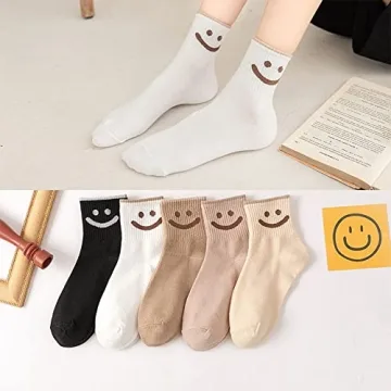GZLXS 6 Pairs Lovely Smile Face Cotton Socks for Women