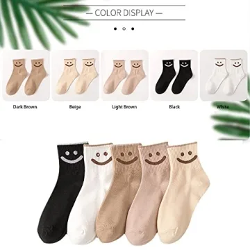 GZLXS 6 Pairs Lovely Smile Face Cotton Socks for Women