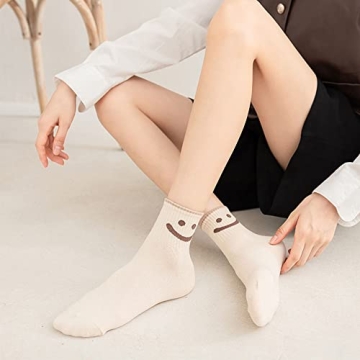 GZLXS 6 Pairs Lovely Smile Face Cotton Socks for Women