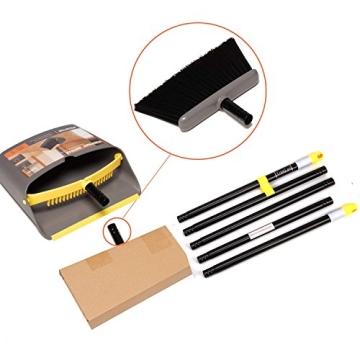 TreeLen Broom with Dustpan Combo Set,Stand up Dust Pans with Long Handle 40"/52" Broom and Dustpan Set for Home Kitchen Shop Indoor Commercial Heady Duty Upright Lobby Dustpan