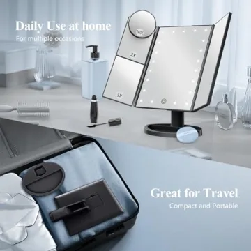 HUONUL Lighted Makeup Mirror with Magnification Options