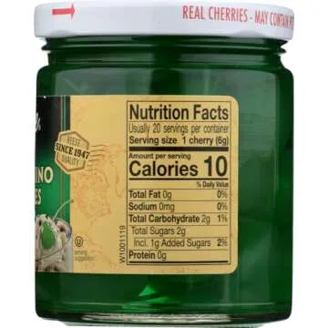 Reese Green Maraschino Cherries (Pack of 2) 10 oz Jars