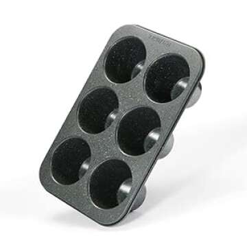 Monfish 2PCS Deep Jumbo Muffin Pan 6 Cup Carbon Steel Non-Stick Baking Tin