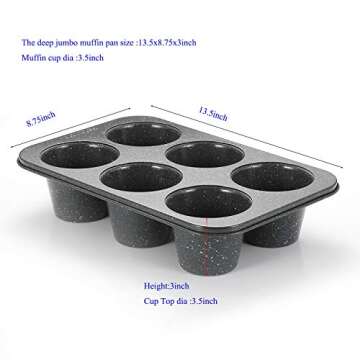 Monfish Jumbo Muffin Pan - Non-Stick Jumbo 6 Cup Bakeware