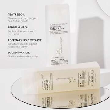 GIOVANNI Tea Tree Triple Treat Invigorating Shampoo & Conditioner Set - Cooling Peppermint, Eucalyptus, Rosemary, Helps Dry, Flaky Scalp, Salon Quality, Vegan, Cruelty Free, Paraben Free - 24 oz Each