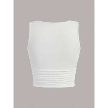 Floerns Women's Stylish Letter Print Sleeveless Crop Tank Top - White Large