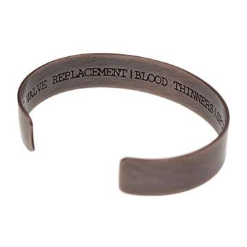 Medical Alert Bracelet Custom Copper Cuff for Men and Women, Personalized Alert and Emergency Inform...