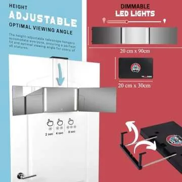 360° Mirror – Self Hair Cutting with Adjustable Hooks and Lights