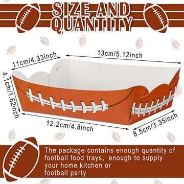 Hoolerry 2lb Football Party Decorations Paper Football Plates Disposable Food Boats Serving Trays Sp...