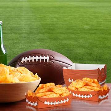 Hoolerry 2lb Football Party Decorations Paper Football Plates Disposable Food Boats Serving Trays Sports Party Birthday Party Supplies 5.1 x 4.3 x 1.6 Inch(Rugby Style)