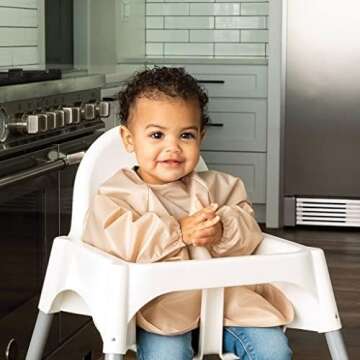 Tiny Twinkle Mess Proof Baby Bib, 2 Pack Long Sleeve Bib Outfit, Waterproof Bibs for Toddlers, Machi...