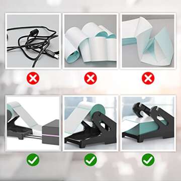 Vazioyar Thermal Label Holder for Rolls and Fan-Fold Labels, Sticker Roll Holder Work with Desktop Label Printer, Label Stand Shipping Supplies for Home Office(Black)