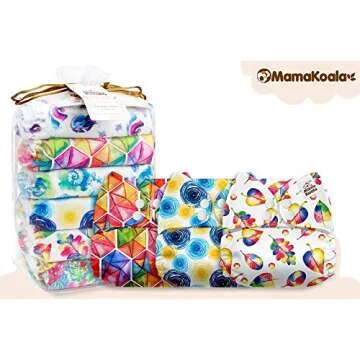 Mama Koala One Size Baby Washable Reusable Pocket Cloth Diapers, 6 Pack with 6 One Size Microfiber Inserts (Kaleidoscope)